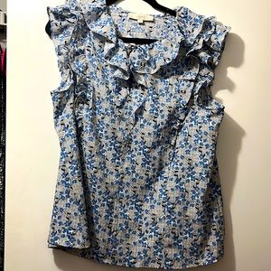 LOFT-Blue, Navy and White floral spring top